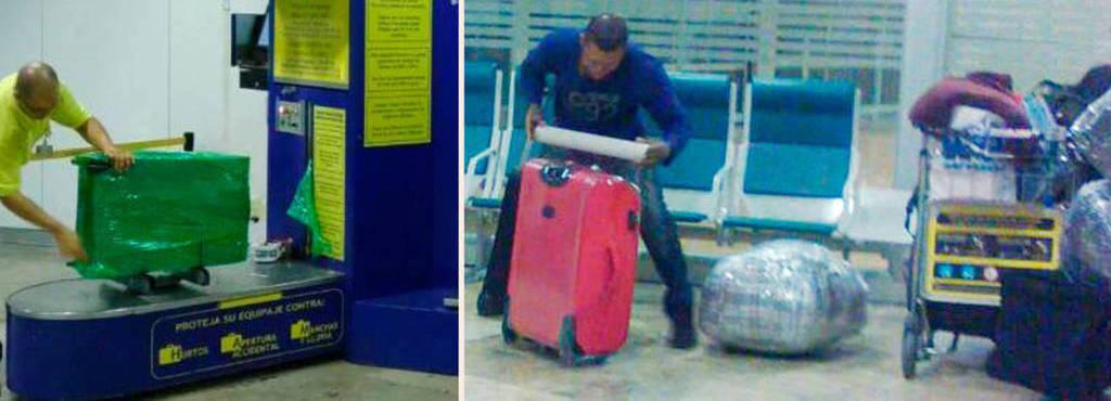 El embalaje de las maletas en los aeropuertos: demasiado plástico